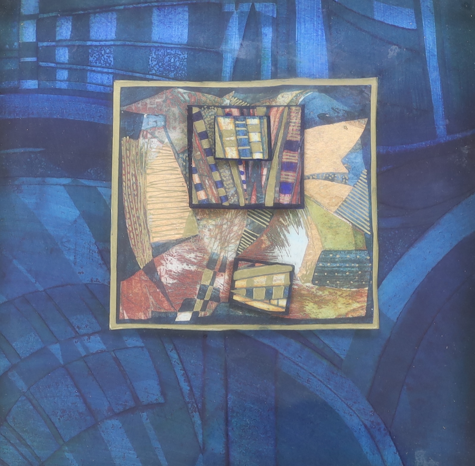 Brenda Hartill (New Zealand), mixed media, 'Floating Landscape No.I', signed verso and dated 2000 verso, 29 x 29cm. Condition - fair